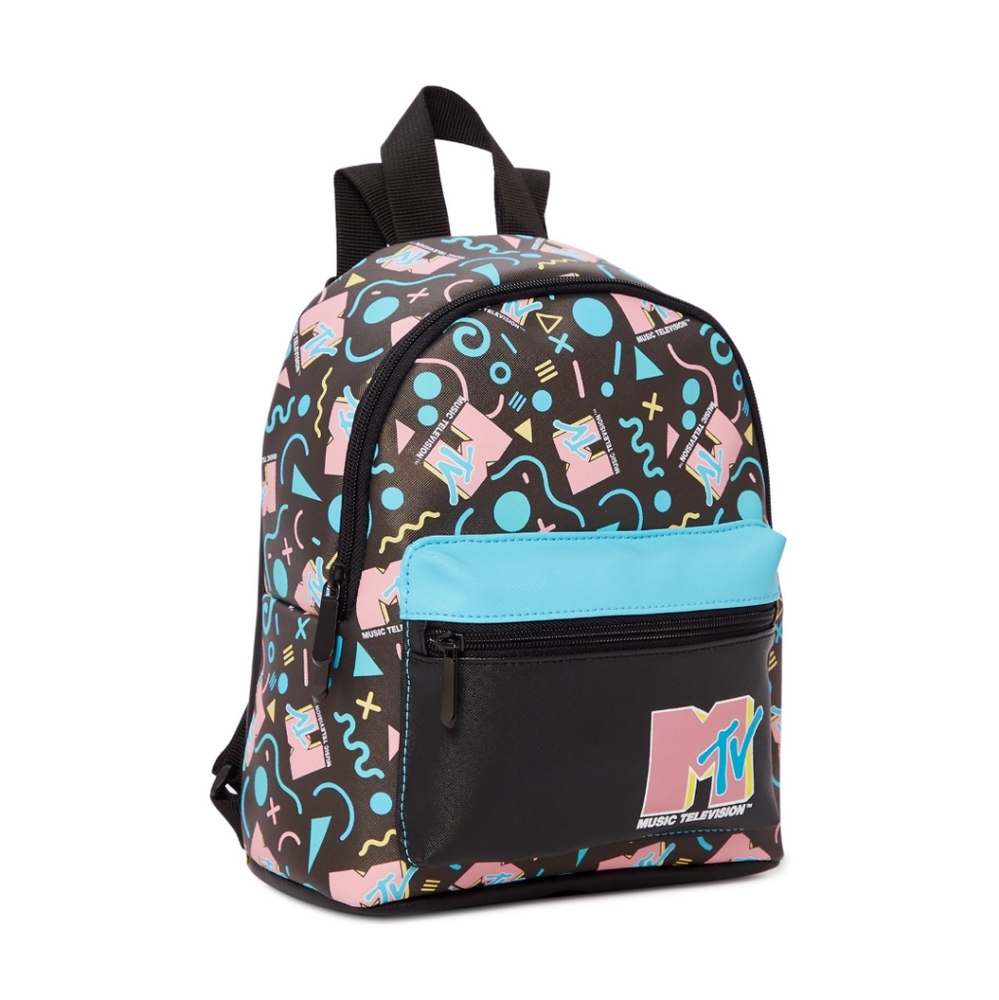 MTV Music Television Mini Backpack w/Zip Pocket Black Multi Brand New - Picture 3 of 4